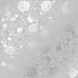 Аркуш одностороннього паперу зі срібним тисненням, дизайн Silver Peony Passion Gray, 30,5см х 30,5см, ТМ Фабрика Декору