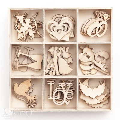 Набор деревянных украшений dpCraft (Dalprint) - Wedding, 45 шт.
