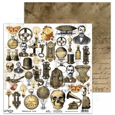 Лист скрапбумаги от ABstudio - elements "Steampunk love" 30х20см