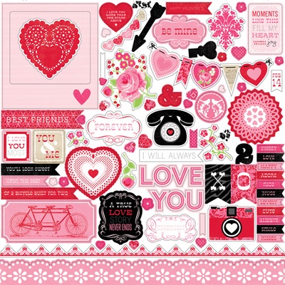 Лист наклеек от Echo Park - Love Story Element Stickers, 30х30 см
