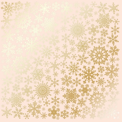 Лист односторонней бумаги с фольгированием Golden Snowflakes Beige, ТМ Fabrika Decoru