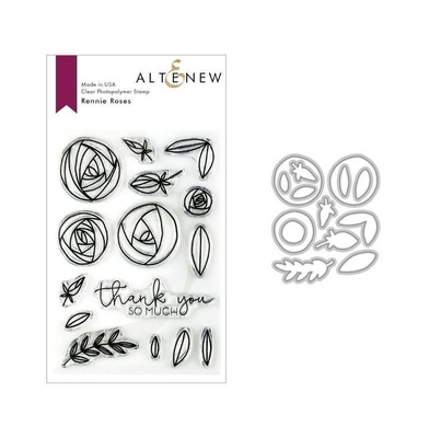 Штампы + Ножи для вырубки от Altenew - Rennie Roses Stamp & Die Bundle, 15 штампов + 14 ножей