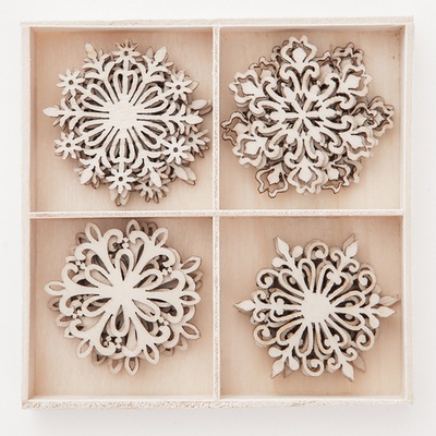 Набор деревянных украшений dpCraft (Dalprint) - Snowflakes, 20 шт.