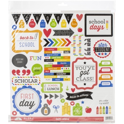 Полная коллекция бумаги и декора от Doodlebug Cardstock - School Days