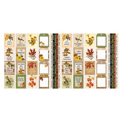 Набор полос с картинками для декорирования Autumn botanical diary 5 шт 5х30,5 см, ТМ Фабрика Декора.