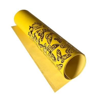 Отрез кожзама с тиснением  золотой фольгой Golden Butterflies Yellow, 50см х 25см, ТМ Фабрика Декора