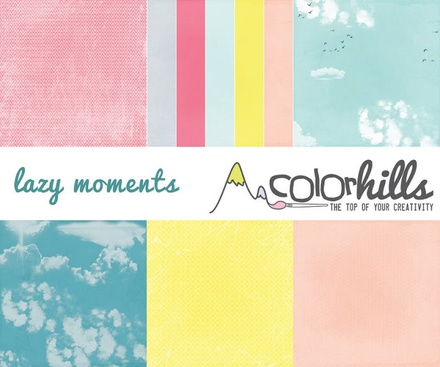 Набор бумаги, фишек и штампов от Color Hills - Коллекция Lazy moments, 16 элементов