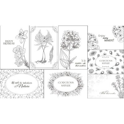 Набор открыток для раскрашивания маркерами Botany Summer, ТМ Фабрика Декору