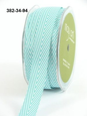 Лента Twill and Stripes, цвет аквамарин/белый, ширина 1,9 см, длина 90 см
