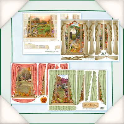 Заготовки для Flower Soft - Вид из окна - Осень, 8 шт.