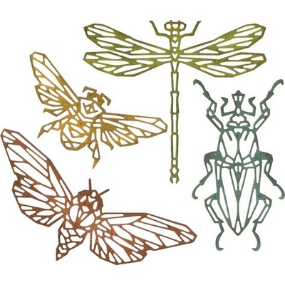 Ножи Sizzix Thinlits Dies By Tim Holtz - Geo Insects, 4 шт