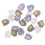 Дерев'яні елементи з глітером Glitter Houses, 21 шт, dpCraft