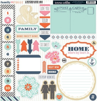 Высечки из чипборда Teresa Collins Designs - Family Stories, 30х30 см