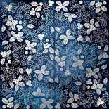 Аркуш одностороннього паперу зі срібним тисненням, дизайн Silver Winterberries Dark blue, 30,5см х 30,5см, ТМ Фабрика Декору