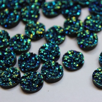 Кабошон DarkTurquoise, 12x5мм, цвет синий, 10 шт.