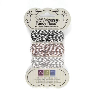 Набор шнурочков от We R Memory Keepers -Sew Easy Fancy Floss Bakers Twine - Neutrals, 3 шт.