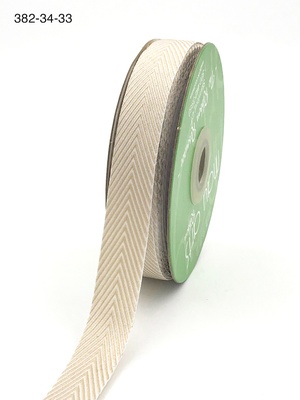 Лента Twill and Stripes, цвет светло-коричневый/белый, ширина 1,9 см, длина 90 см