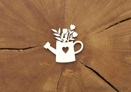 Чипборд от WOODchic - "Лейка с цветами 1", 6х6.2 см
