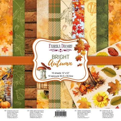 Набір скраппаперу Bright Autumn 30.5 х 30.5 см, 10 аркушів, ТМ Фабрика Декора