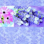 Салфетка для декупажа "Лавандовая любовь", цвет фона: синий, размер: 33х33 см