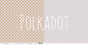 Лист двусторонней бумаги для скрапбукинга от Polkadot - "Французский серый" из коллекции "В горошек"