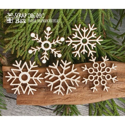 Чипборд ScrapBox - Коллекция из пяти снежинок Hh-091
