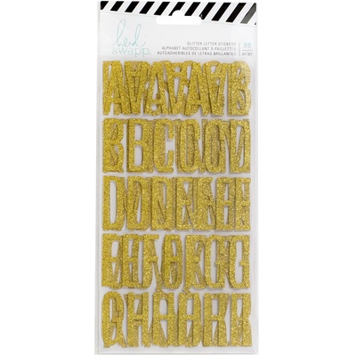 Наклейки -алфавиты - Heidi Swapp Magnolia Jane Cardstock Sticker Sheets - Gold Glittered Alphabet