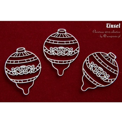 Чипборд Scrapiniec - Шарики Tinsel 02, 3 штуки