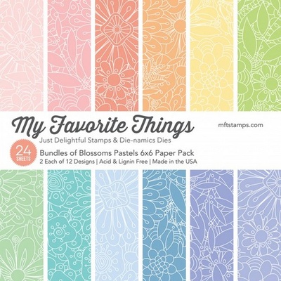 Набор бумаги My Favorite Things - Bundles of Blossoms Pastels Paper Pack, размер 15х15 см, 24 листа.