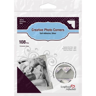 Уголки для фото от Scrapbook Adhesives - Paper Photo Corners Self-Adhesive - Silver, 12мм, 108 шт.