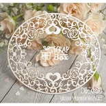 Чипборд ScrapBox - Рамка овальная Розы и сердечки