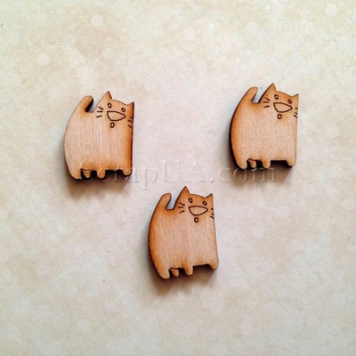 Деревянная фигурка WOOD-032 - Котик funny, 1 штука
