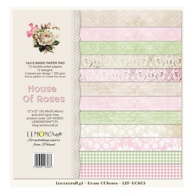 Набор скрапбумаги LemonCraft - House of Roses Basic, фоновые дизайны, 30х30 см, с бонусом