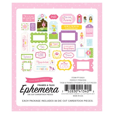 Высечки от Echo Park - Perfect Princess - Frames & Tags