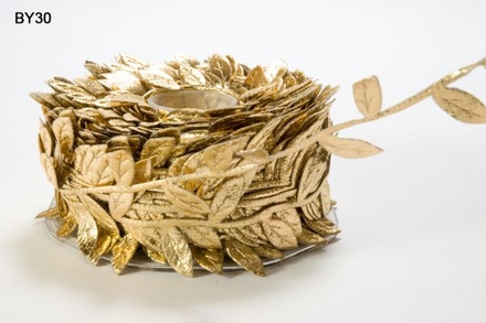 Лента LEAVES, цвет GOLD, 90см  (дина листика 12 мм)