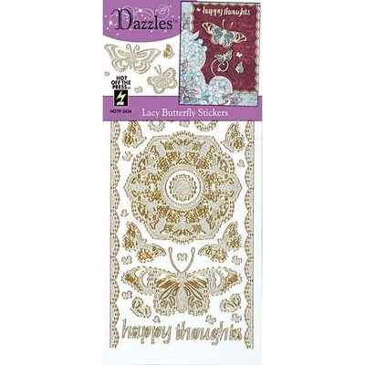 Набор наклеек-высечек HOTP - Lacy Butterflies Dazzle Silver, 31 шт., цвет серебро.