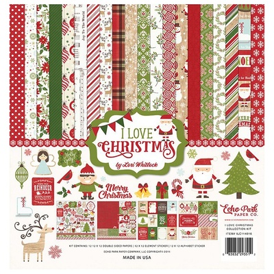 Набор бумаги от Echo Park - I Love Christmas, 12+2 листа, 30х30 см