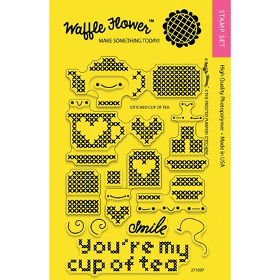 Силиконовый штамп от Waffle Flower - Stitched Cup of Tea Stamp Set