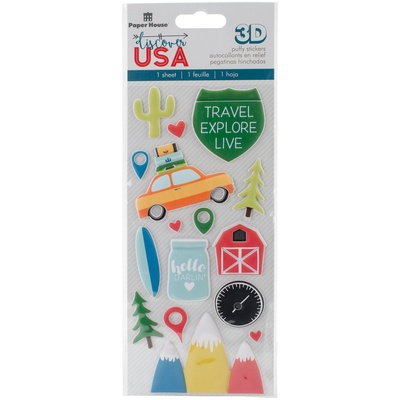 Наклейки от Paper House - Discover USA Puffy Stickers, 7,6x16,5 см, 16 шт