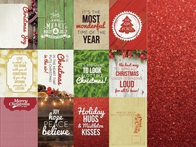 Двусторонний лист скрапбумаги от Kaisercraft - Basecoat Christmas Collection - Glitter, 12 карточек