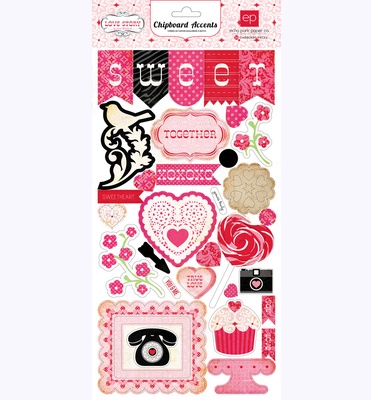 Высечки из чипборда от Echo Park - Love Story 6x13 Chipboard, 15x30 см