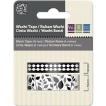 Бумажный скотч Washi Tape Black and White, длина 16 м, ширина 10-15 мм, 2 шт.