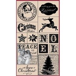Набор резиновых штампов Hampton Art - Peace on Earth, на деревянном блоке, 10 штук