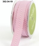 Лента Twill and Stripes, MAUVE, цвет розовый/белый, ширина 1,9 см, длина 90 см