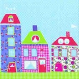 Салфетка "Сказочные домики", цвет голубой, 33х33см, 1 шт.