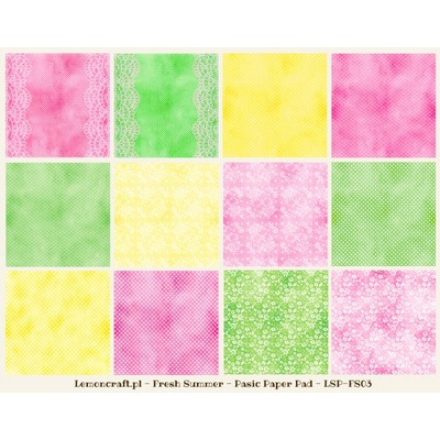 Набор скрапбумаги LemonCraft - Fresh Summer, фоновые дизайны, 30х30 см,  с бонусом