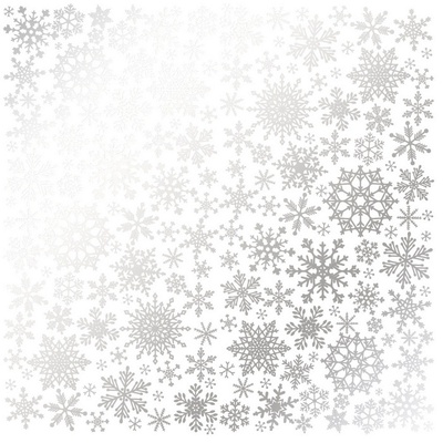Лист односторонней бумаги с фольгированием Silver Snowflakes White, ТМ Fabrika Decoru