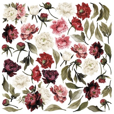 Лист с картинками для вырезания Peony passion 30,5х30,5 см, ТМ Фабрика Декора (01110F)