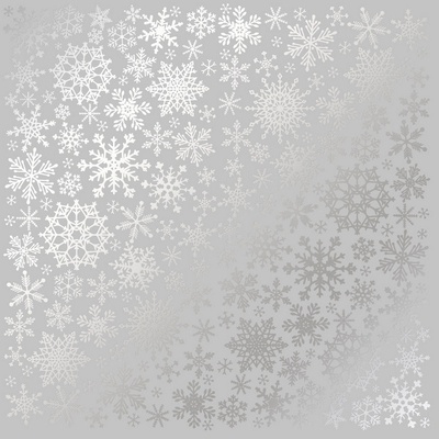 Лист односторонней бумаги с фольгированием Silver Snowflakes Gray, ТМ Fabrika Decoru