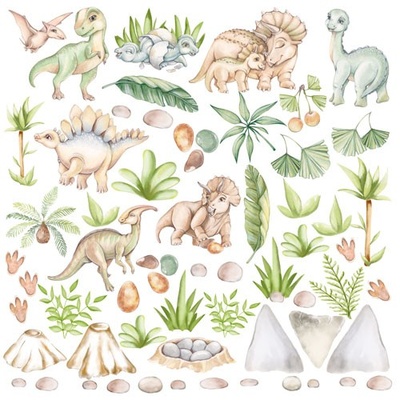Лист с картинками для вырезания Dinosauria 30,5х30,5 см, ТМ Фабрика Декора